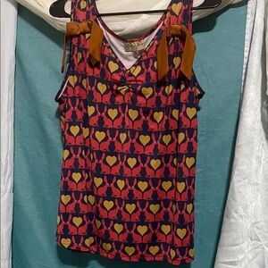 Lindy Bop Multicolor Heart and Cat Print Tank Top